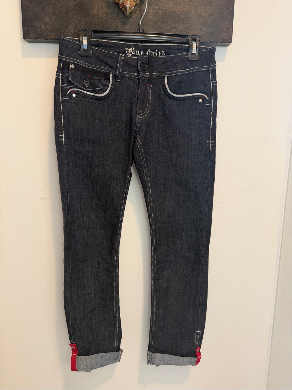 Blue Faith Dark Denim Wash Low Rise Jeans